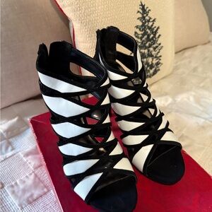 Carlos Santana Black and White Crisscross Heels